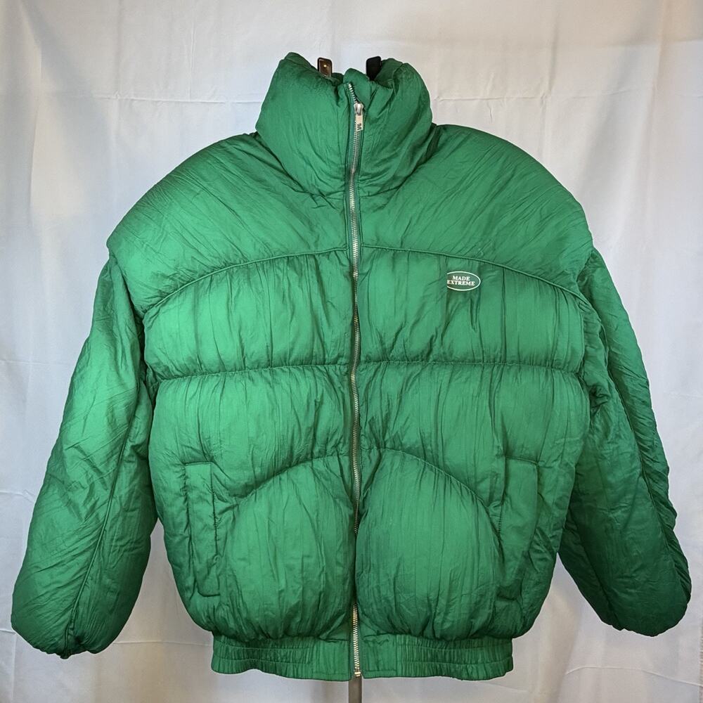 Made Extreme Green Puffer Jacket Men’s M Quilted Zip Winter Coat